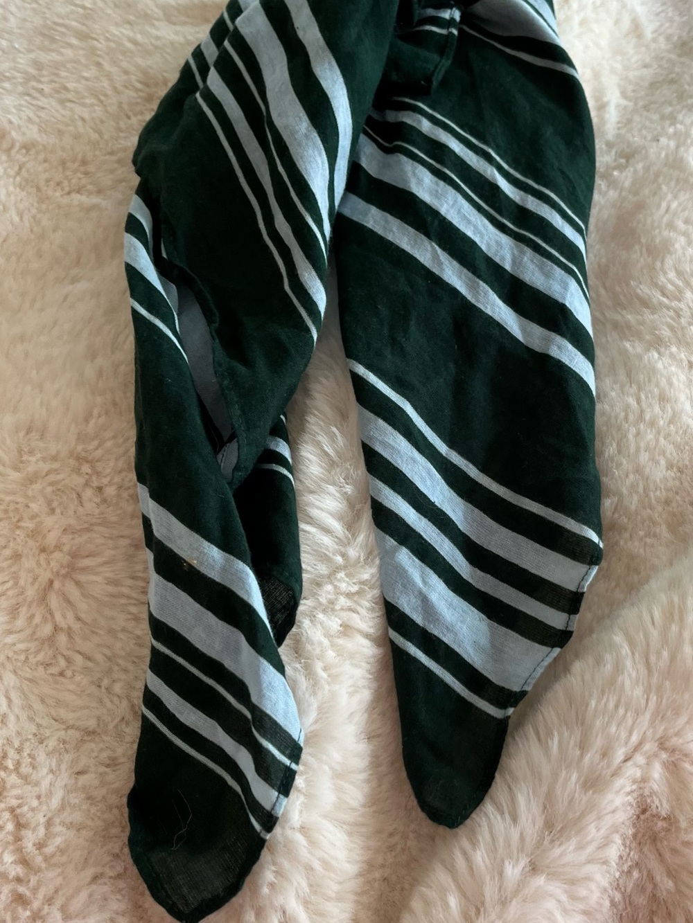 J. Crew Dark Green and blue Striped Lightweight Cotton Scarf